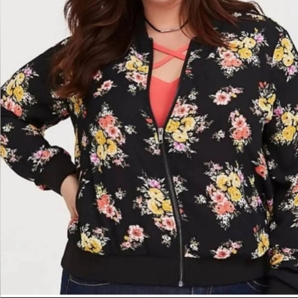 Torrid Torrid Floral Georgette Bomber Jacket